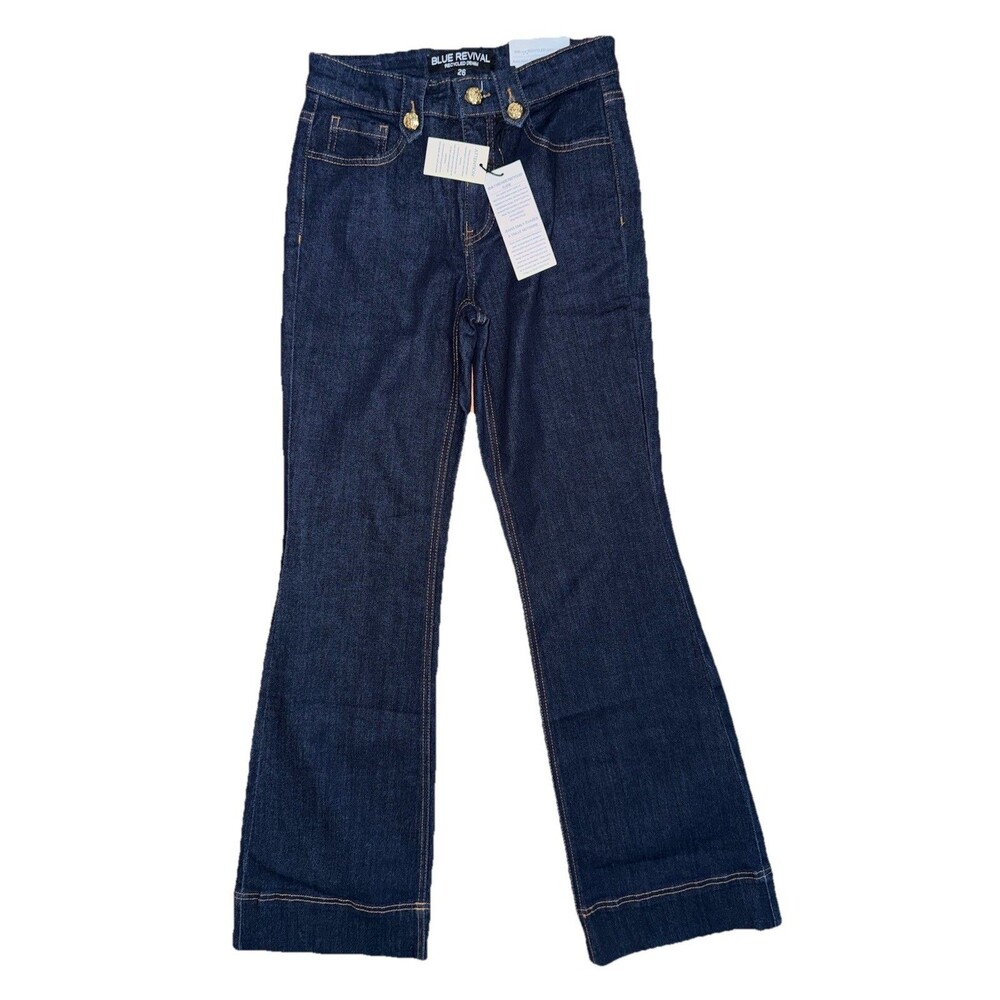 NWT Blue Revival Womens Size 26 Emily Mid Rise Recycled Flare Blue Denim Jeans
